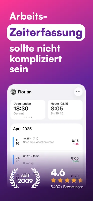 WorkTimes Arbeitszeiterfassung screenshot 1 of 9