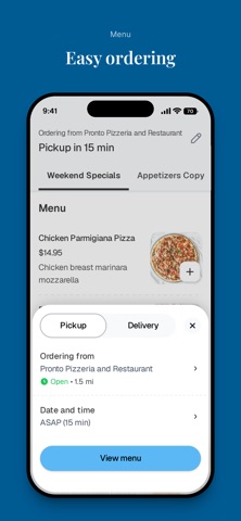 Pronto Pizzeria and Restaurant iPhone screenshot