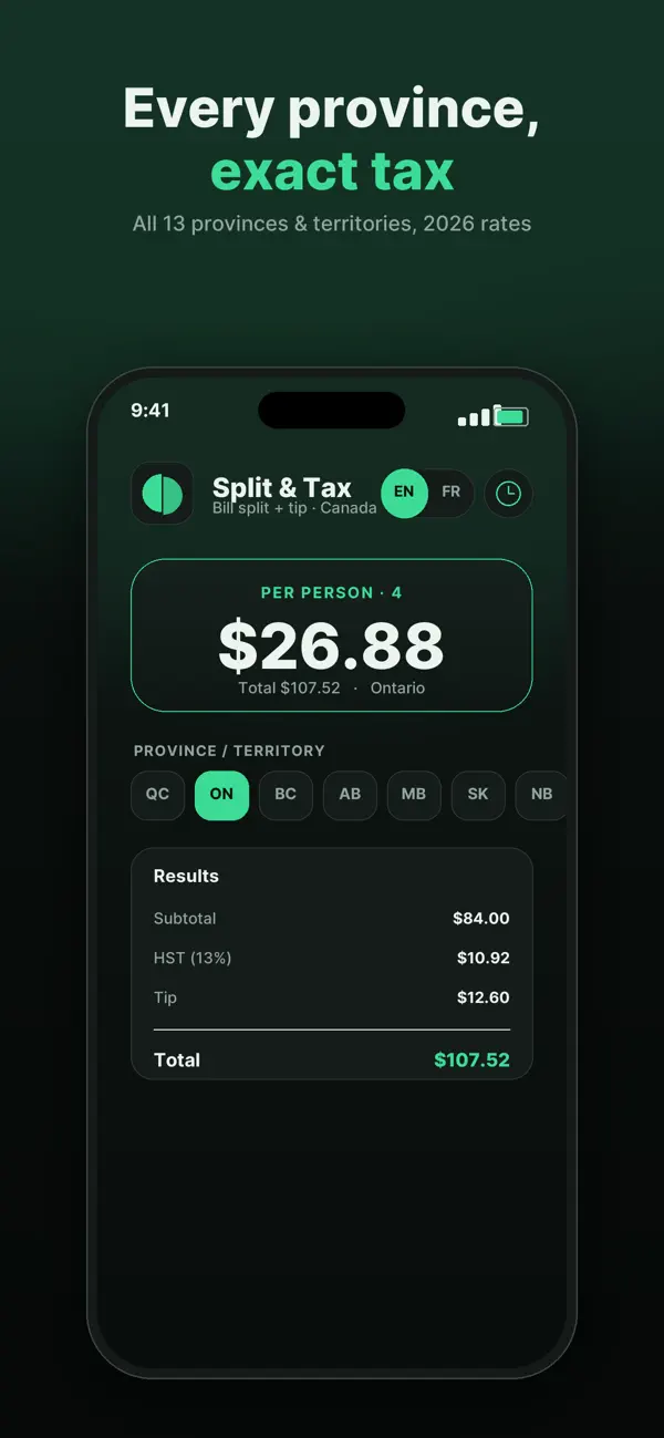 Screenshot #2 pour Split & Tax: Bill Split CA