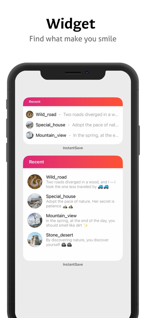 Instant Save - Intuitive Widget Display