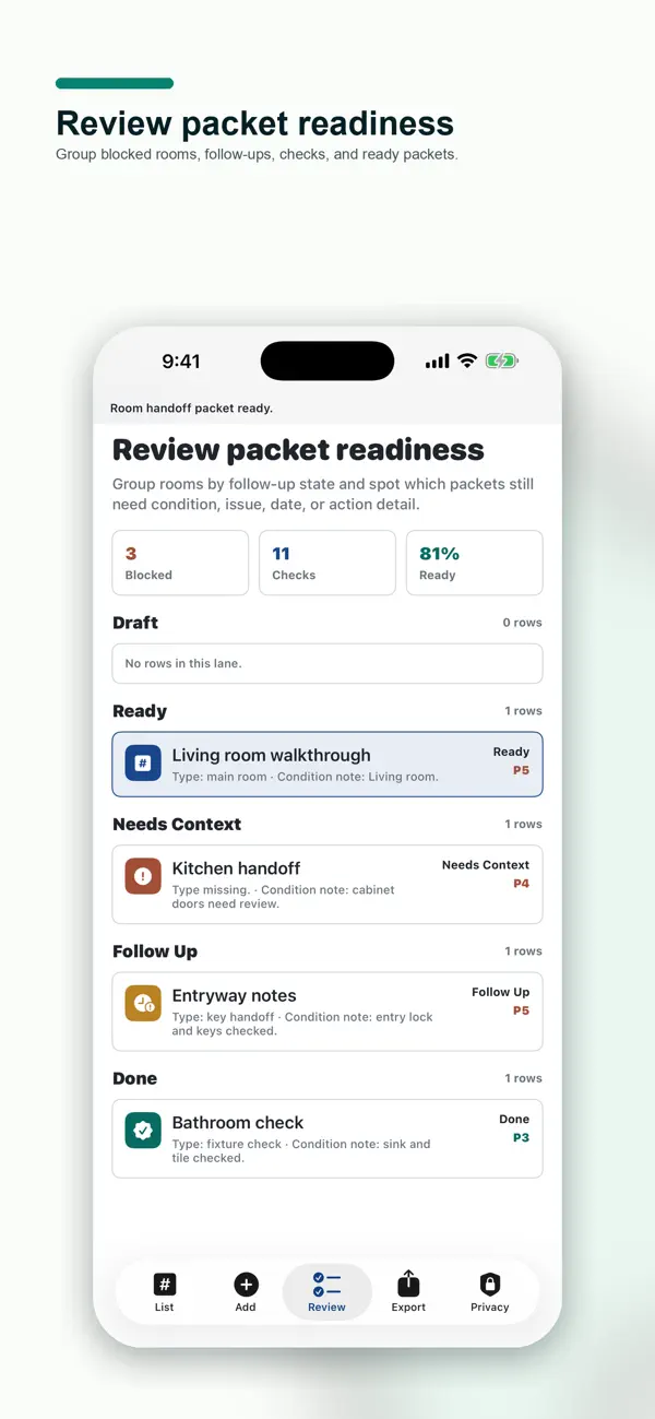 Screenshot #3 pour Rental Walkthrough Notes