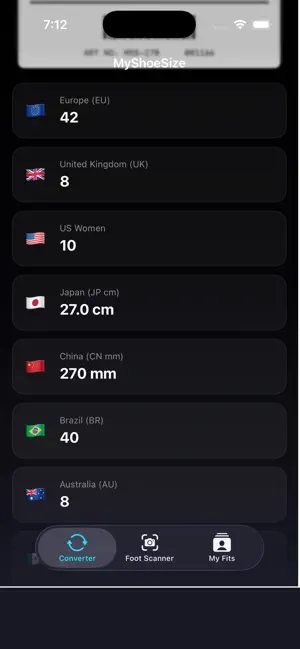myShoeSize: Measure & Convert screenshot 2