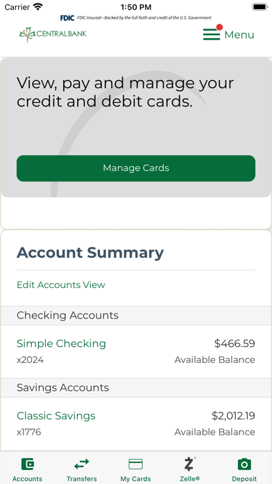 Central Bank Mobile Banking Screenshot