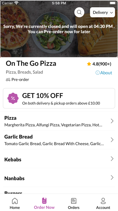 On The Go Pizza. Screenshot