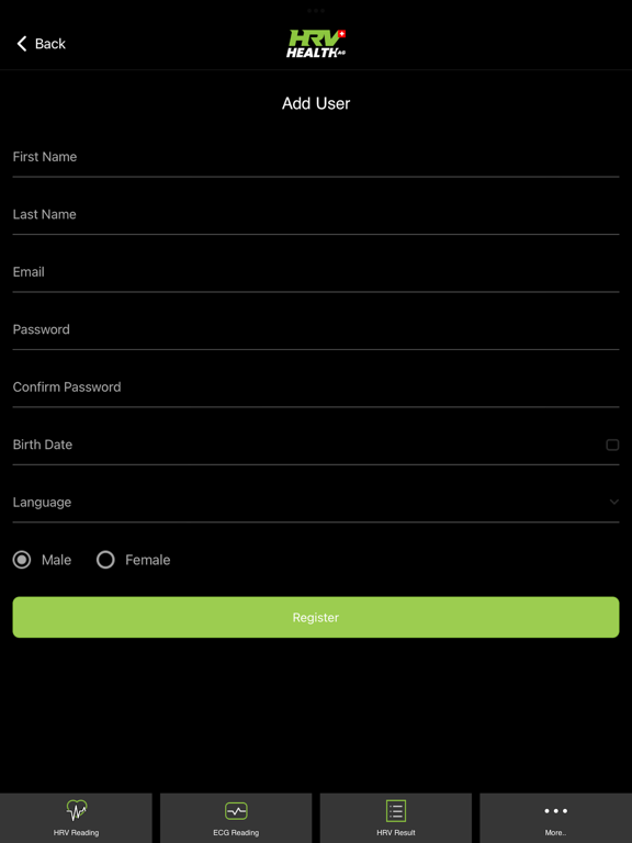 HRV Health Pro iPad screenshot