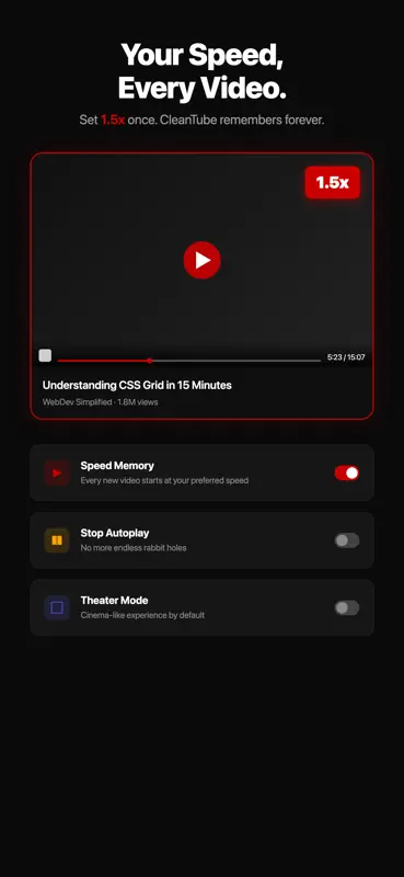 CleanTube: Ad & Shorts Blocker screenshot 4 of 5