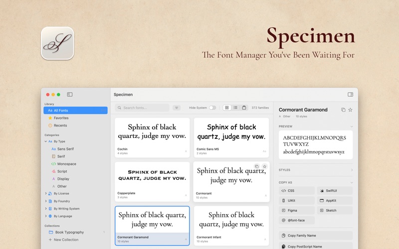 Specimen - Font Manager screenshot