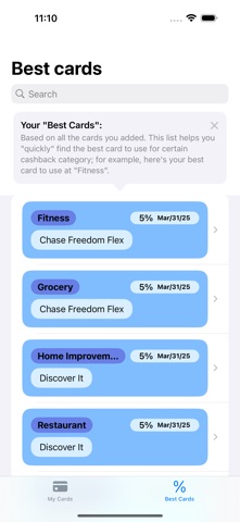 UseWhichCard: Track Cashbacks screenshot