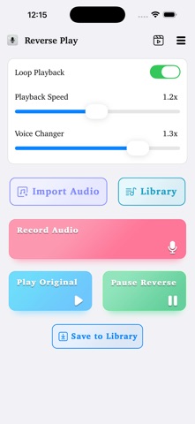 Reverse Audio Player iPhone screenshot