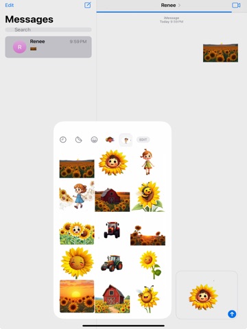 Sunflower Fields Stickers iPad screenshot