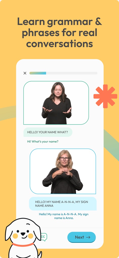 ASL Bloom - Sign Language - Discover the app's focus on practical communication, featuring examples of full sentences and the contextual understanding of ASL grammar.