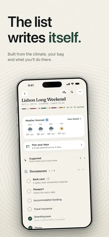 Roam: Travel Packing Lists screenshot 8 of 10