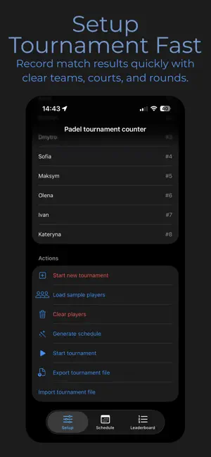 Padel tournament counter screenshot 1