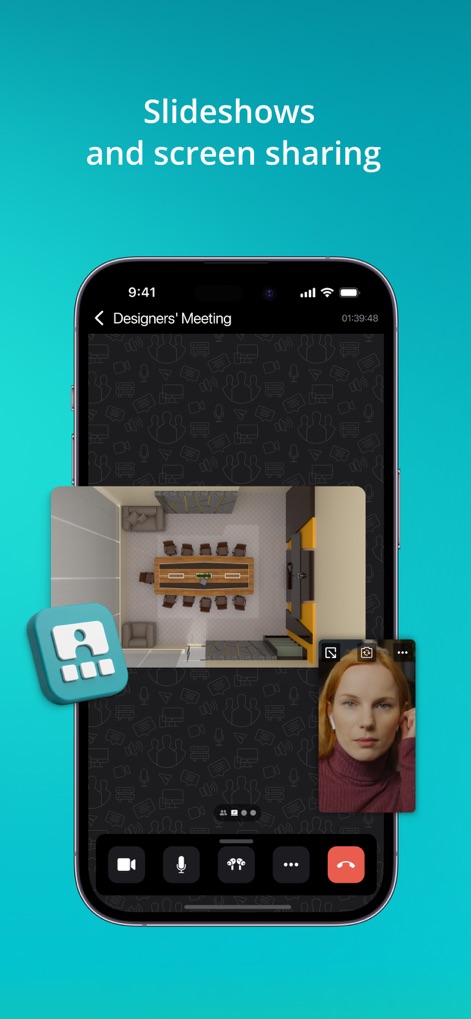 TrueConf: Business Messenger - Während einer Videokonferenz können Teilnehmer mühelos Bildschirmfreigaben oder Präsentationen starten, um Inhalte wie Tabellen und Diagramme zu teilen.