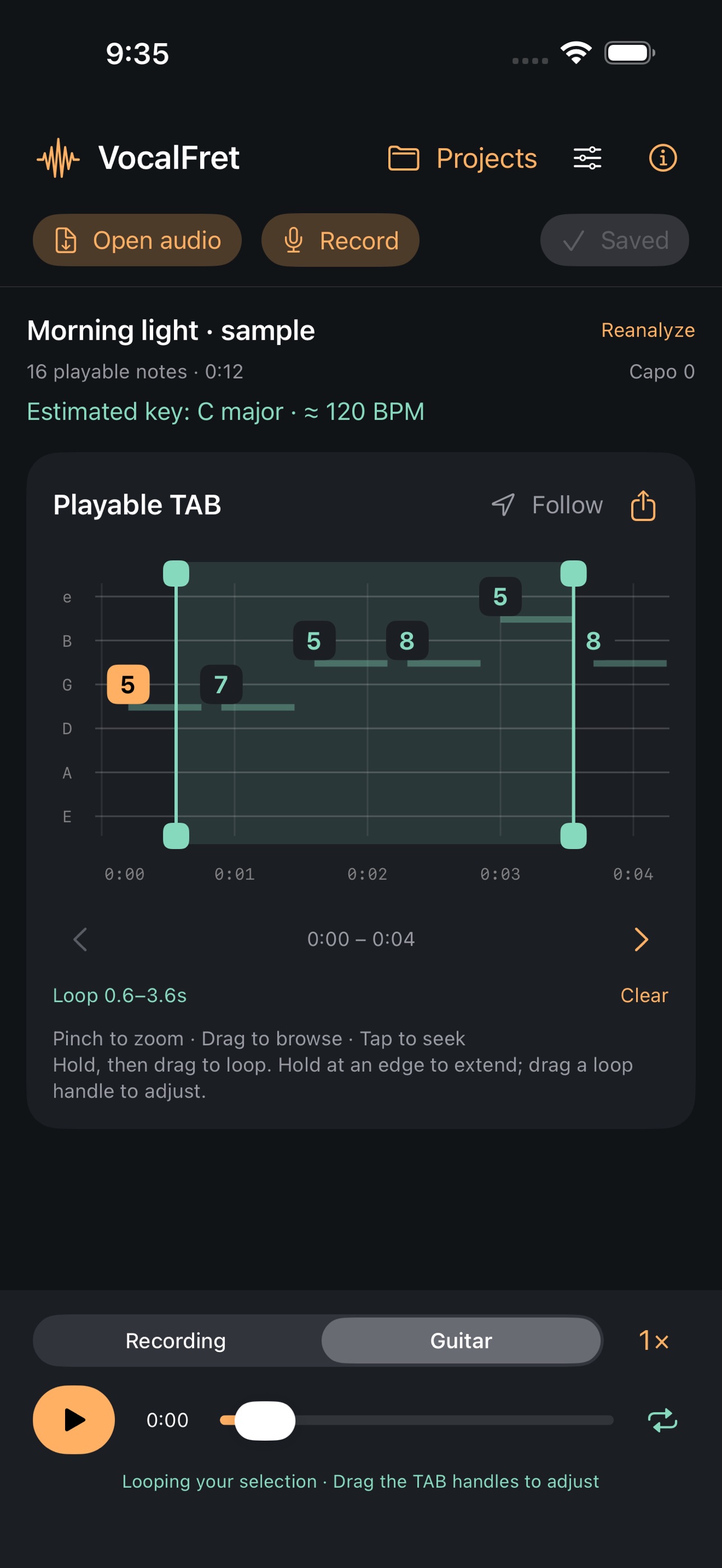 Screenshot 1 of VocalFret: Guitar Tabs