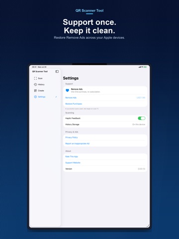 QR Code Scanner Tool iPad screenshot