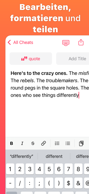 ‎Cheatsheet — Notizen-Widget Screenshot