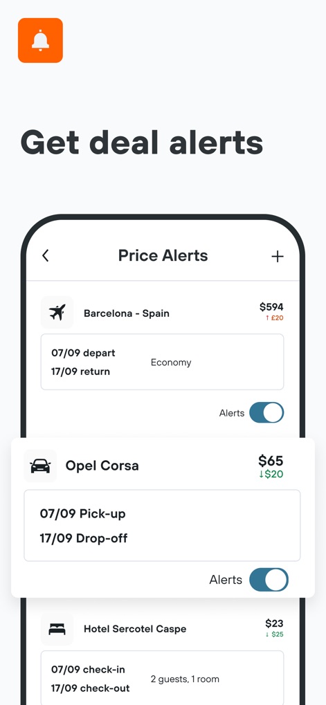 KAYAK: Flights, Hotels & Cars - Stay Updated Alerts