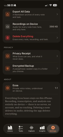 Ecoa — Private AI Voice Notes screenshot