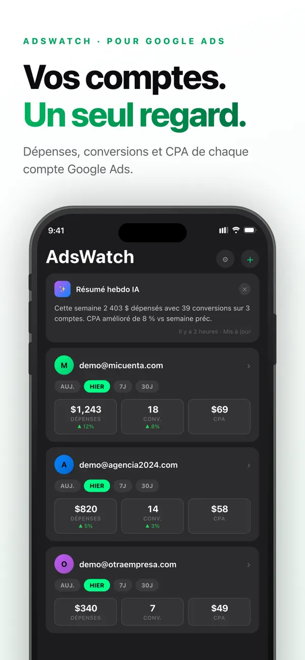 Screenshot #2 pour AdsWatch: Campagnes et Pubs
