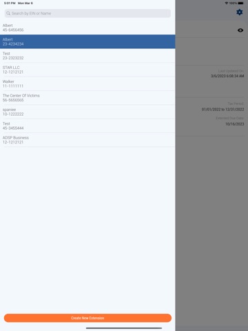E-file Tax Extension Form 7004 iPad screenshot