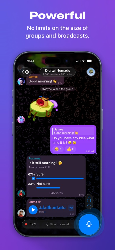 Telegram Messenger - Dynamic Group Interaction