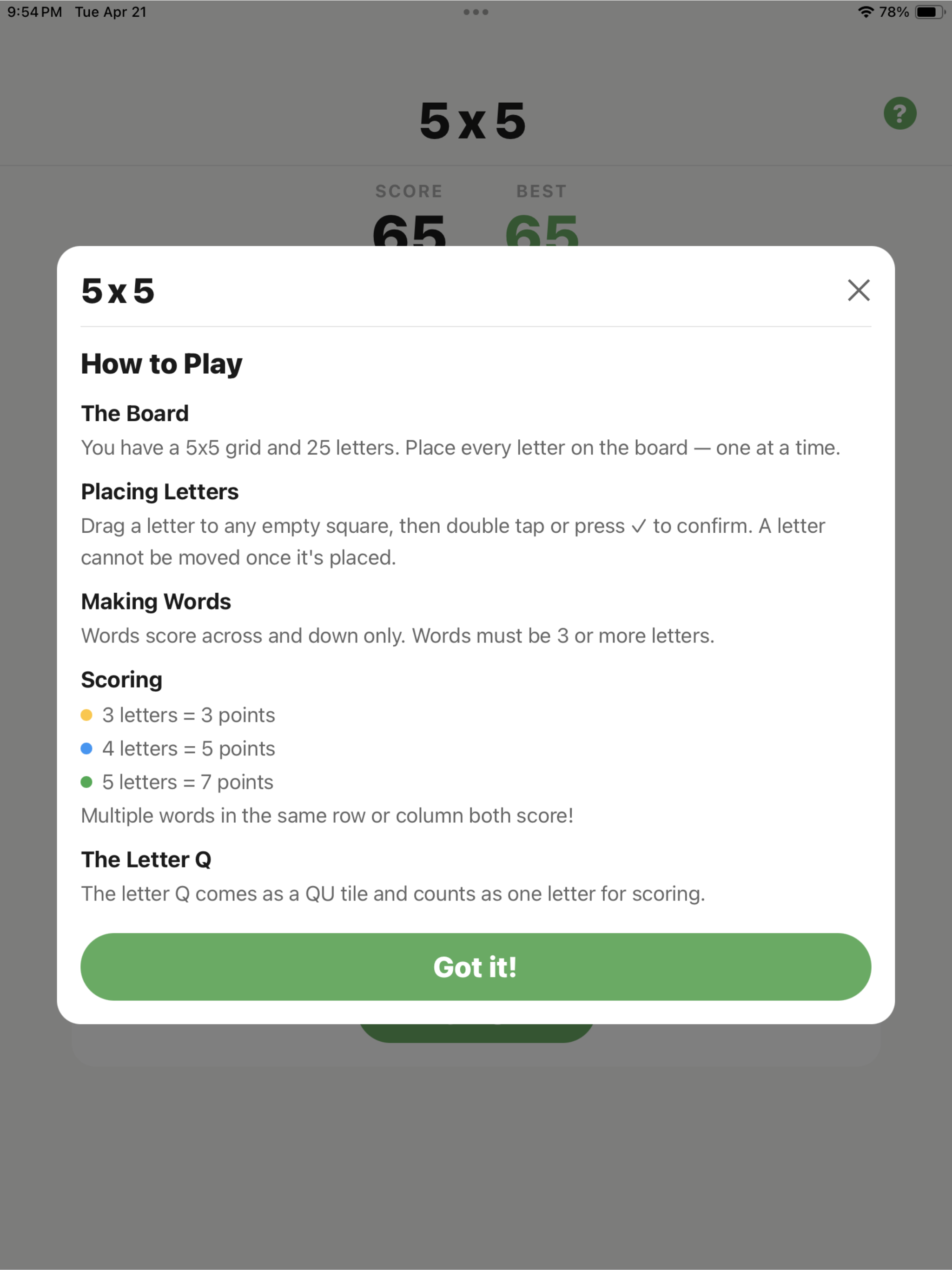 5x5 - A Word Game