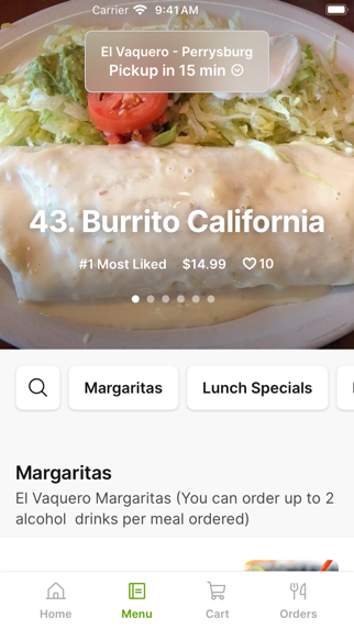 El Vaquero To Go iPhone screenshot 2 - Food & Drink app