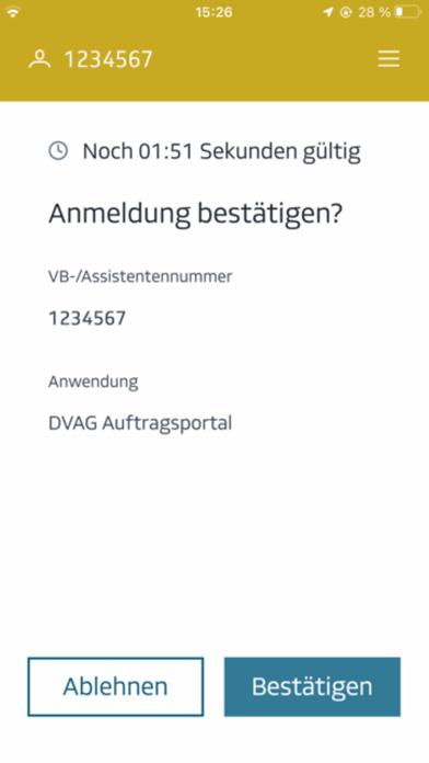 DVAG Login Screenshot