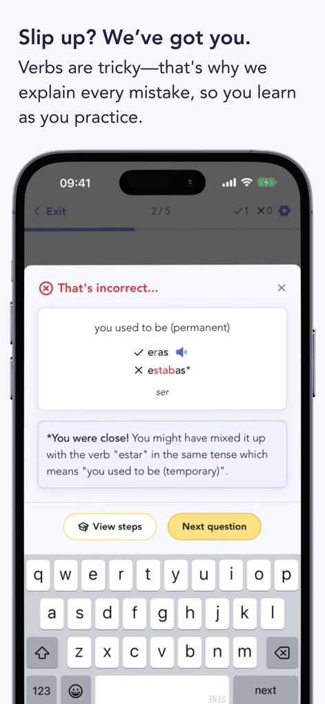 Ella Verbs: Learn Spanish - ella-verbs-spanish-quiz-mistake-explanation
