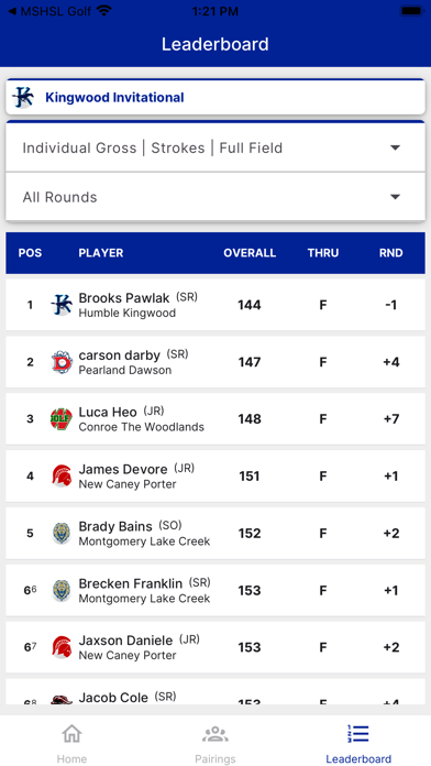 LHSAA Golf Screenshot