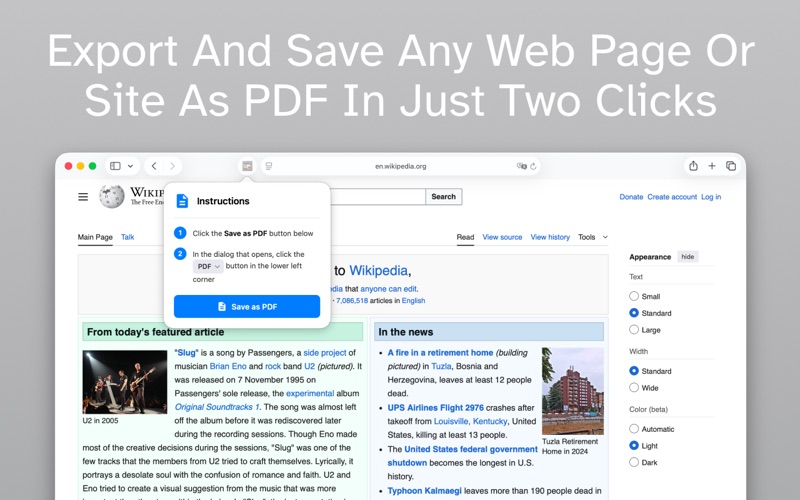 Save As PDF for Safari app screenshot