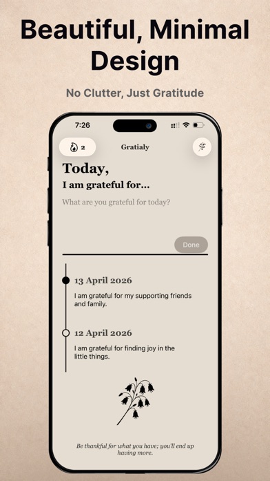 Gratialy: Minimalist Gratitude screenshot
