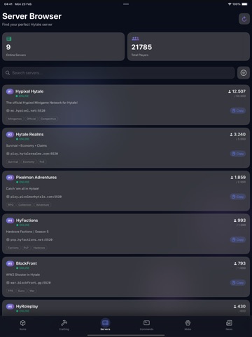 Guide for Hytale: Server List iPad screenshot