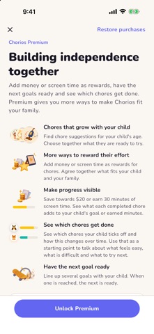 Chorios: Kids Chores & Rewards iPhone screenshot