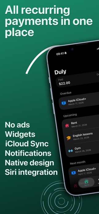 Duly: Subscription Tracker Screenshot 1 of 7