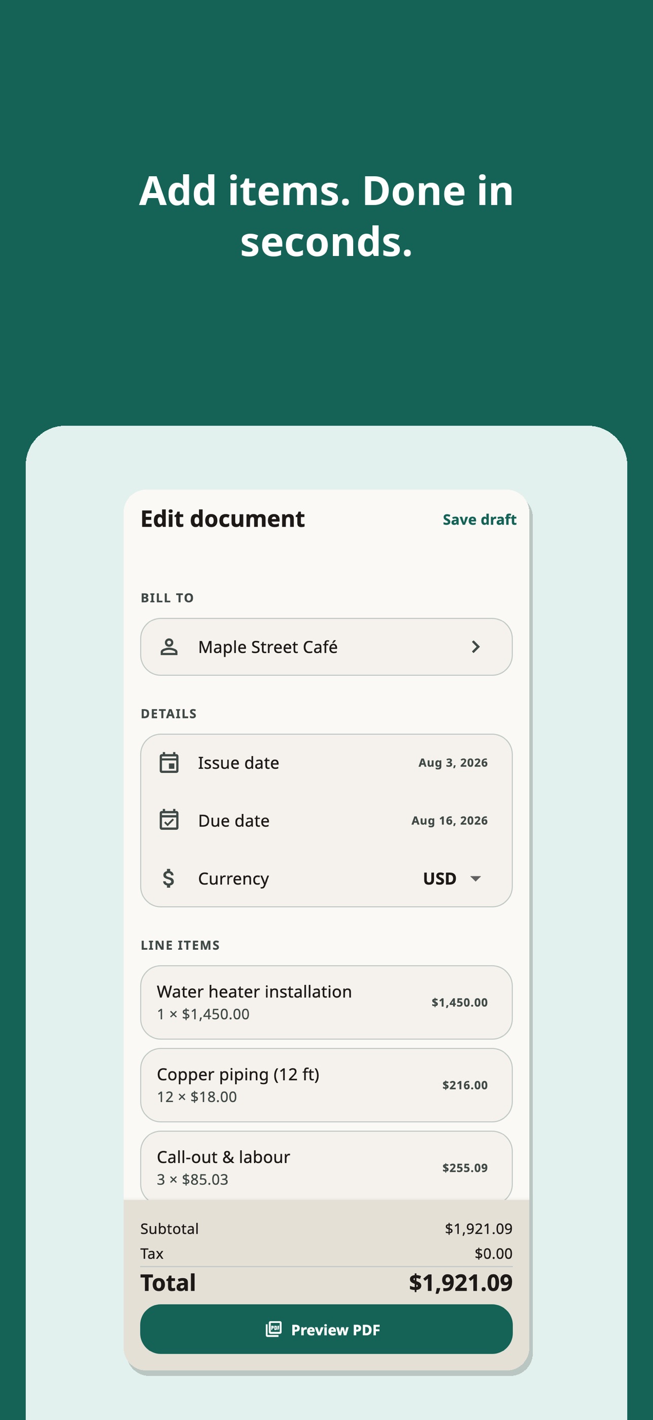 Screenshot 2 of Billora — Invoice Maker