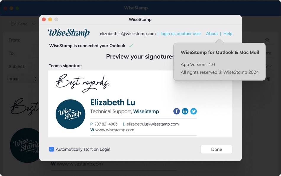 #2. WiseStamp Signature Manager (macOS) 由: Wisestamp Technologies ltd
