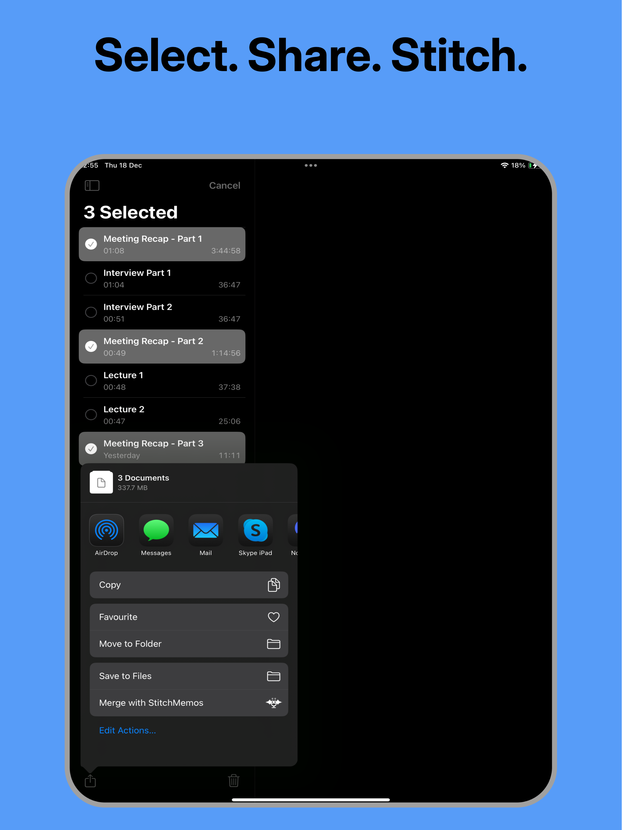 Merge Voice Memos: StitchMemos