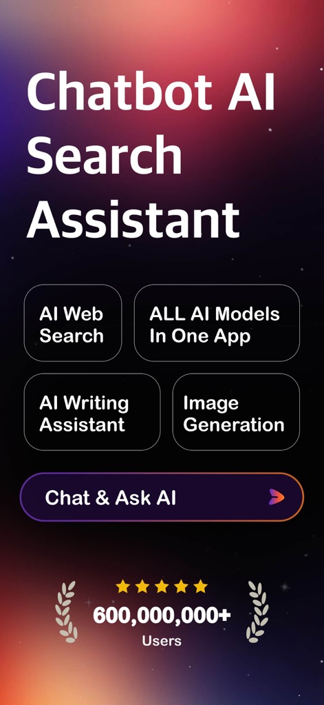 Gamm.AI - AI Chatbot Assistant - Discover how Gamm.AI consolidates diverse AI capabilities through distinct feature buttons like 'AI Web Search' and a central 'Chat & Ask AI' prompt.