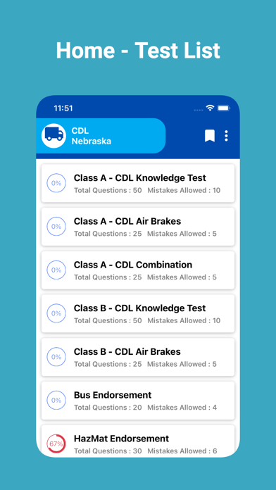 Nebraska CDL Prep Test Screenshot