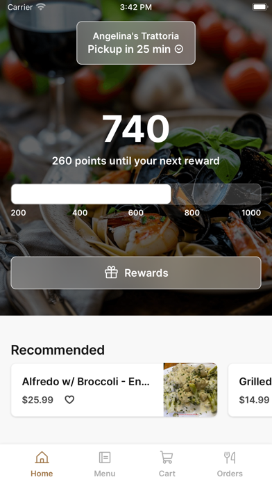 Angelina's Trattoria iPhone screenshot 1 - Food & Drink app