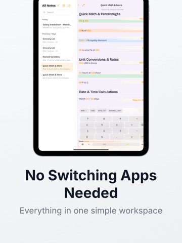 NoteCalc - Notepad Calculator iPad screenshot