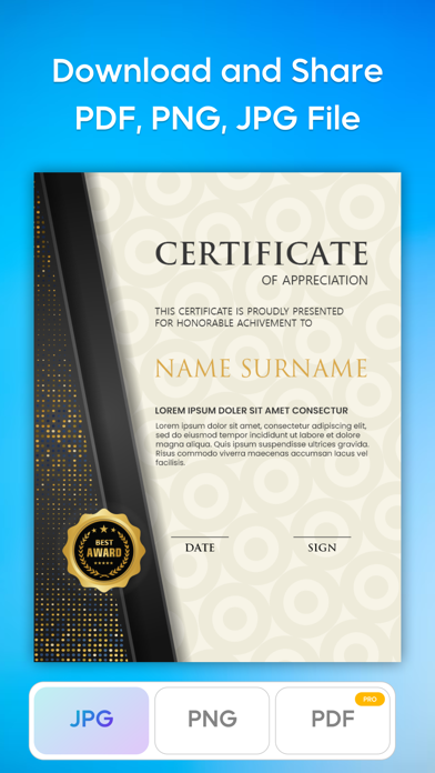 Certificate Maker - eCards Screenshot