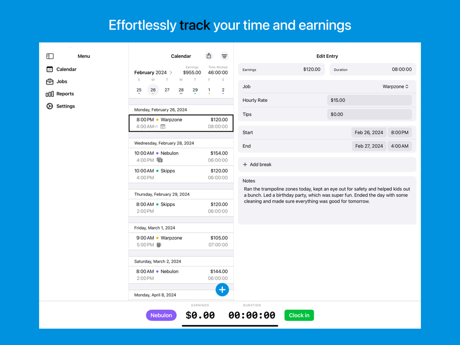 #1. Clock In: Work Hours Tracker (macOS) 由: Brogan LLC