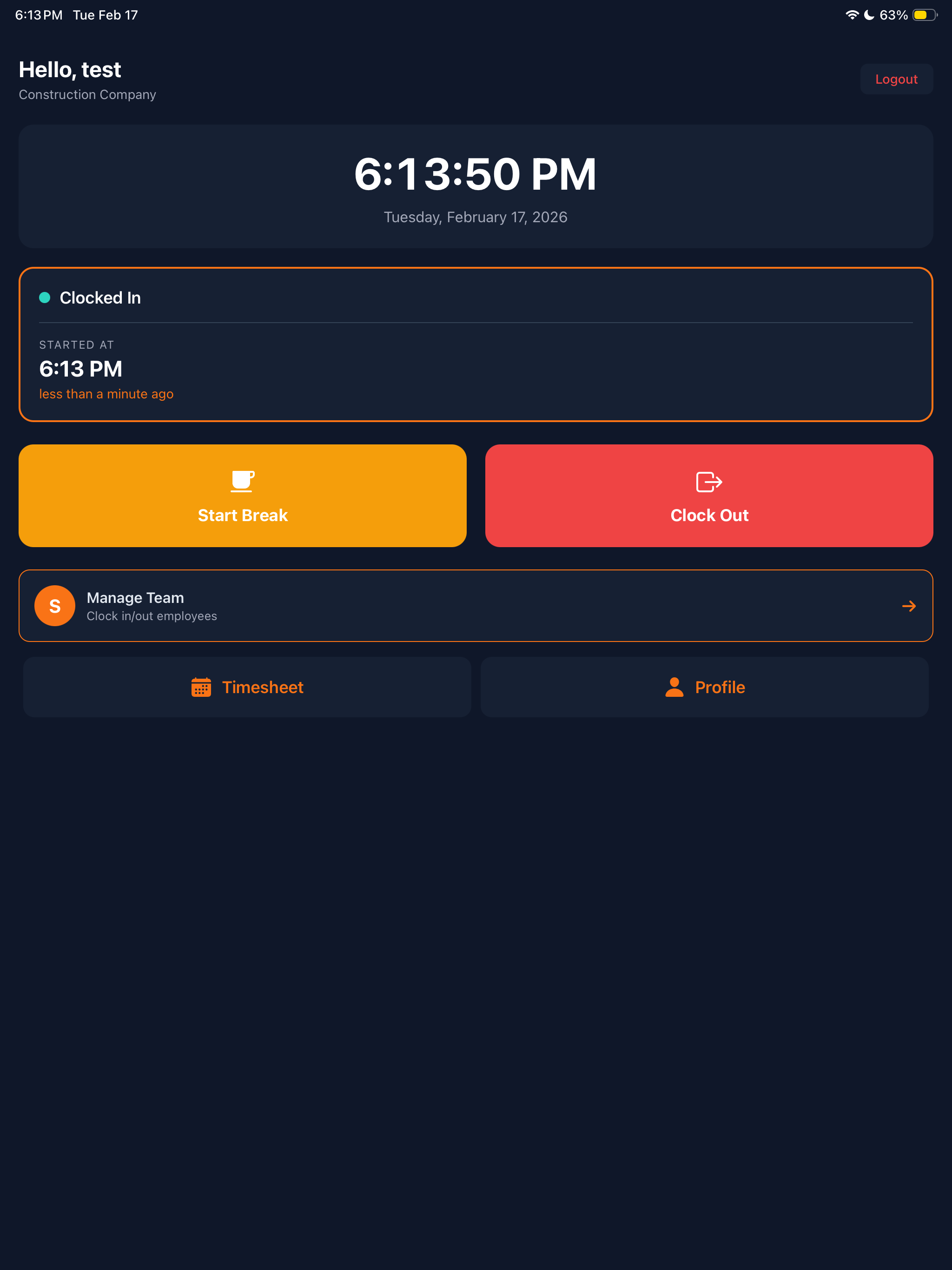 TClock - Jobsite Time Clock screenshot 9