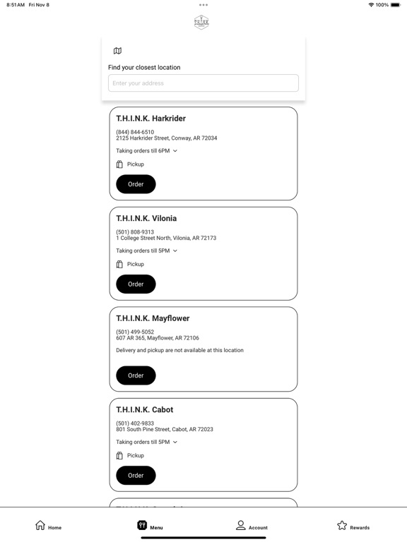THINK Drive Thru iPad screenshot 2 - Food & Drink app