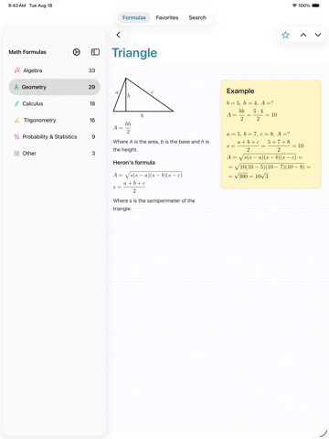 Math Formulas - Ref. Guide iPad screenshot