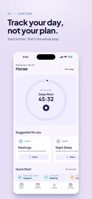 Horae — Daily Time Tracking screenshot 1