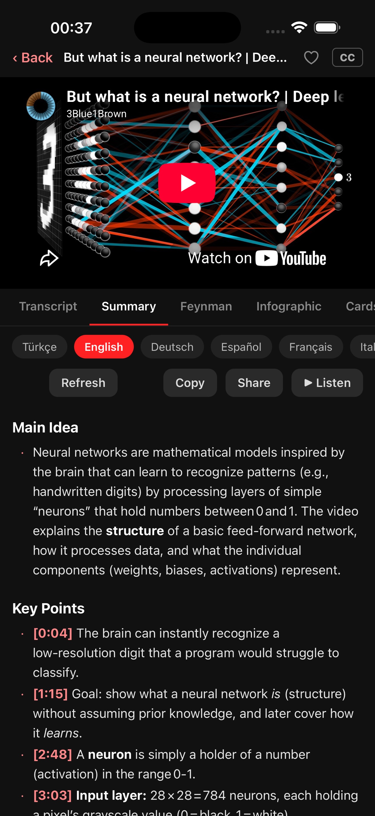 Screenshot 1 of RecapTube: Video Summaries